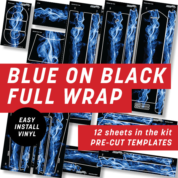 Blue on Black Flame Full Wrap Kit