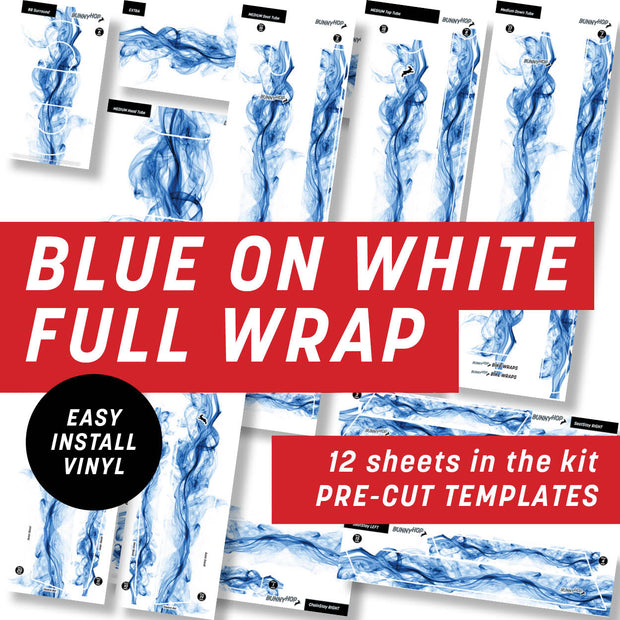 Blue on White Flame Full Wrap Kit