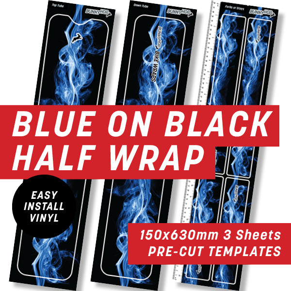 Blue on Black Flame Half Wrap Kit