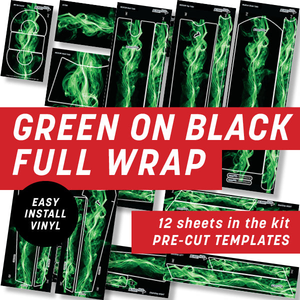 Green on Black Flame Full Wrap Kit