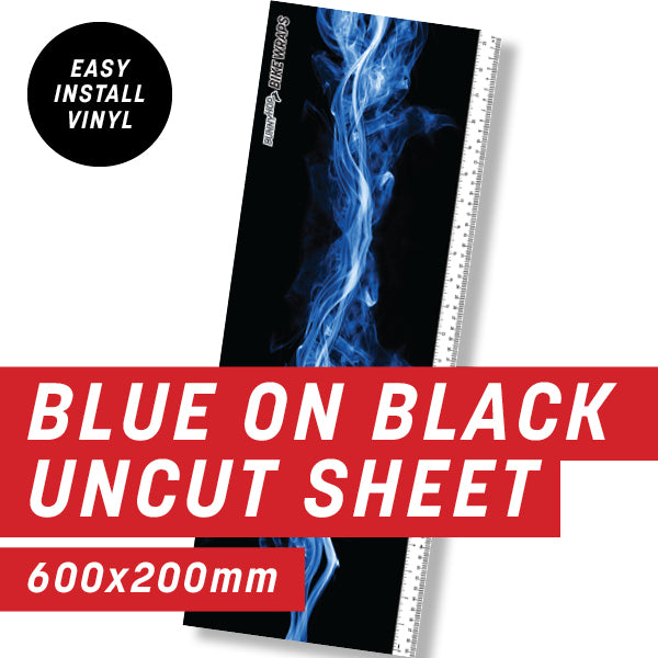 Blue on Black Flame Uncut Sheet