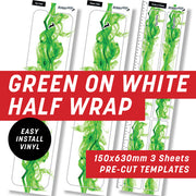 Green on White Flame Half Wrap Kit