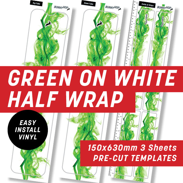 Green on White Flame Half Wrap Kit